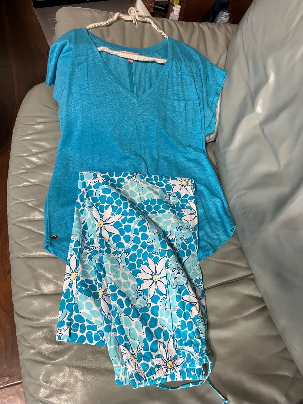Blue Floral Print Women's pant - Turquoise Blue
